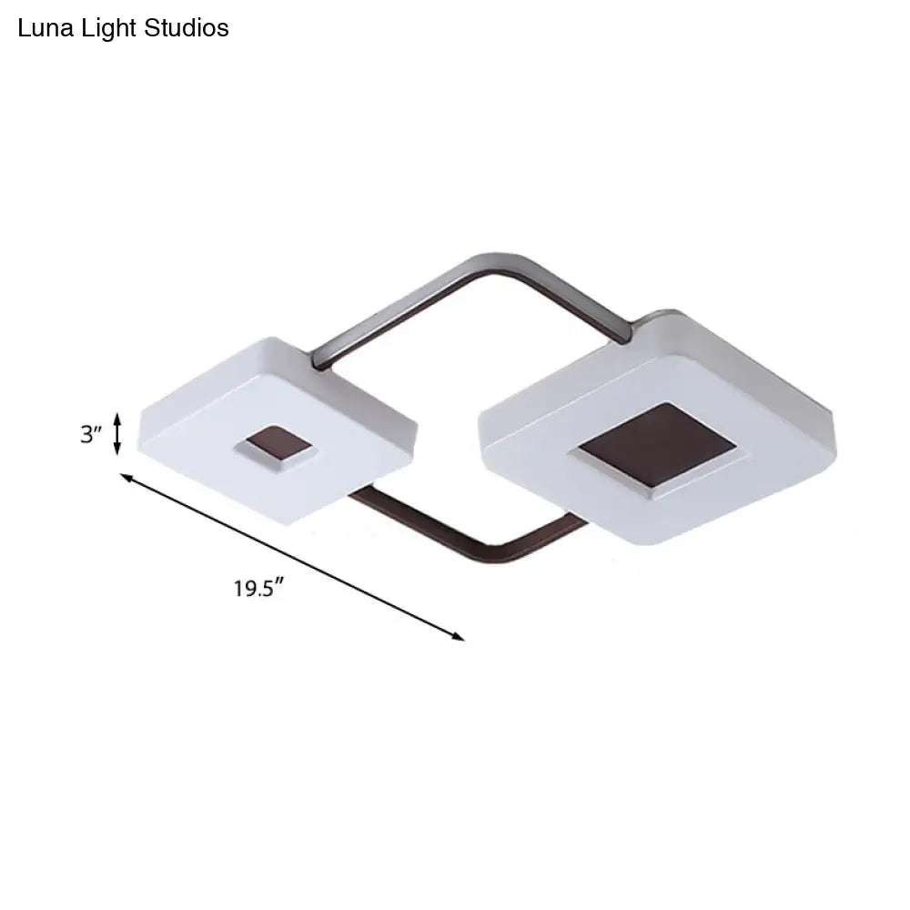 16"/19.5"/35.5" Coffee Square/Rectangular LED Flush Mount Lamp - White Light Acrylic Ceiling Light for Living Room