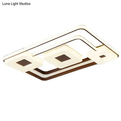 Lámpara de techo LED cuadrada/rectangular DecorBites™ de 16"/19.5"/35.5" color café, luz blanca, acrílica, para sala de estar