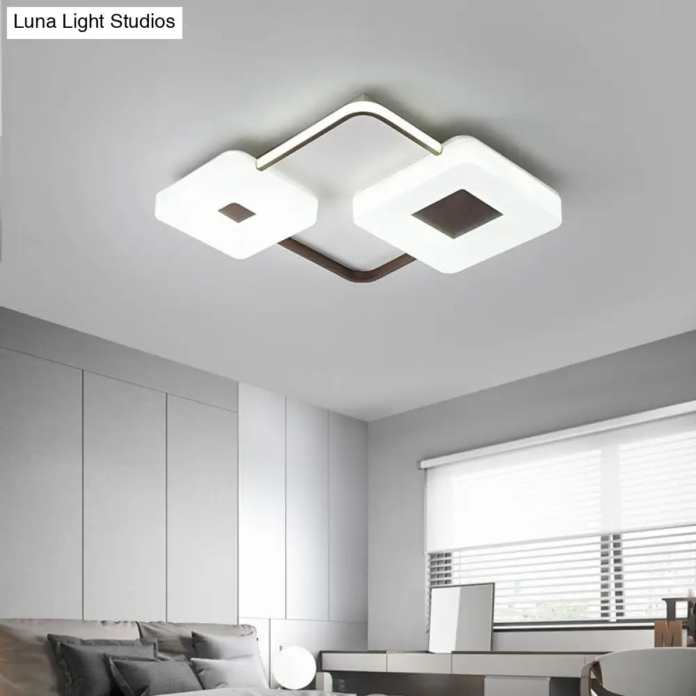 16"/19.5"/35.5" Coffee Square/Rectangular LED Flush Mount Lamp - White Light Acrylic Ceiling Light for Living Room