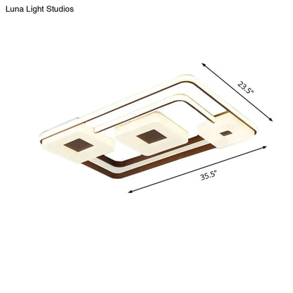 Lámpara de techo LED cuadrada/rectangular DecorBites™ de 16"/19.5"/35.5" color café, luz blanca, acrílica, para sala de estar
