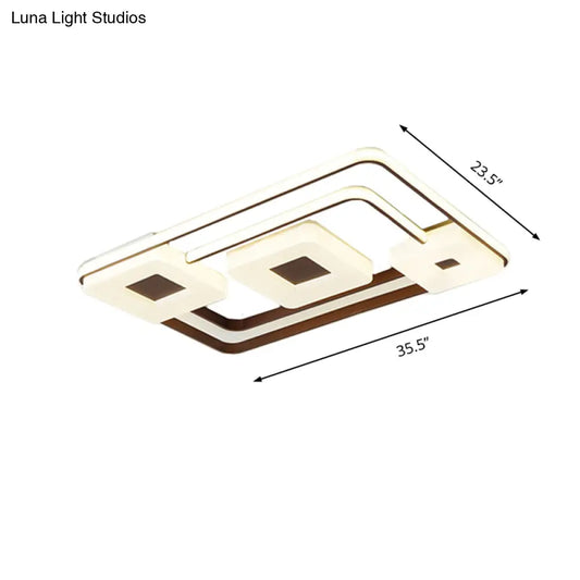 16"/19.5"/35.5" Coffee Square/Rectangular LED Flush Mount Lamp - White Light Acrylic Ceiling Light for Living Room