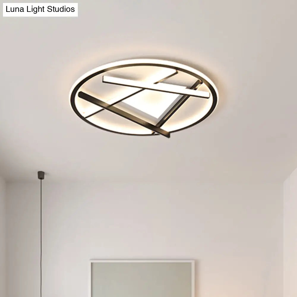 16"/19.5" Acrylic Ring LED Flush Mount Ceiling Light in Black, White/Warm Light