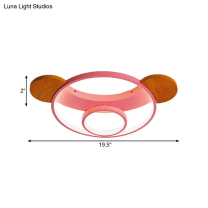 ديكوربايتس™ مصباح سقف على شكل دب مقاس 16/19.5 بوصة لغرفة نوم الأطفال - مصباح LED سيليكون مثبت في السقف باللون الأزرق/الوردي، الدافئ/الأبيض