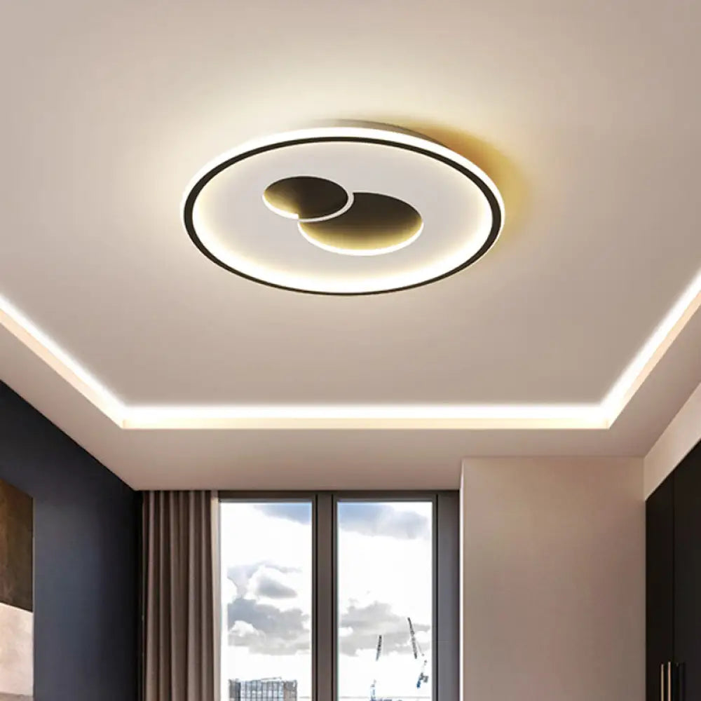 16"/19.5" Black/Gold LED Flushmount Ceiling Light with Simplicity Acrylic Design