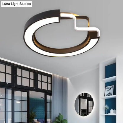 Lámpara de techo LED contemporánea DecorBites™ de 16"/19.5" con montaje empotrado en metal – Disponible en negro/blanco, cuadrada/redonda, para dormitorio – Luz blanca