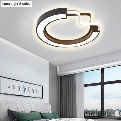 Lámpara de techo LED contemporánea DecorBites™ de 16"/19.5" con montaje empotrado en metal – Disponible en negro/blanco, cuadrada/redonda, para dormitorio – Luz blanca