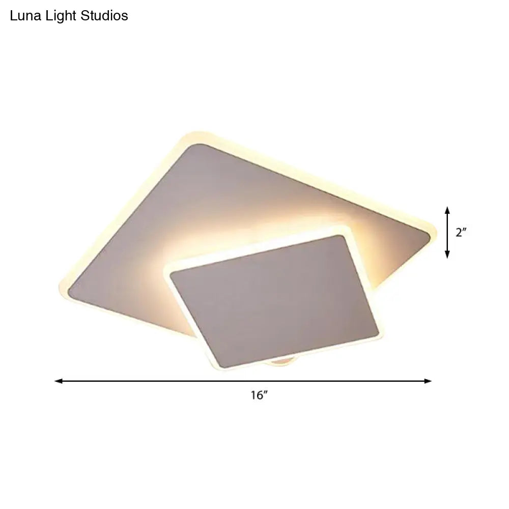 16"/19.5" Creative Flush Mount Light with Overlapping Design - Modern Acrylic - Round/Square/Triangle - Flush Mount