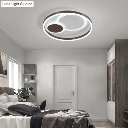 DecorBites™ Lámpara de techo empotrada metálica Orbit de 16"/19.5" de diámetro con atenuación continua - Lámpara LED empotrada color café moderno, luz cálida/blanca, control remoto