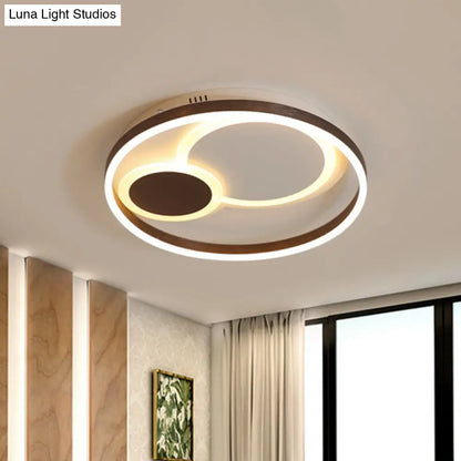 DecorBites™ Lámpara de techo empotrada metálica Orbit de 16"/19.5" de diámetro con atenuación continua - Lámpara LED empotrada color café moderno, luz cálida/blanca, control remoto