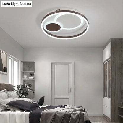 DecorBites™ Lámpara de techo empotrada metálica Orbit de 16"/19.5" de diámetro con atenuación continua - Lámpara LED empotrada color café moderno, luz cálida/blanca, control remoto