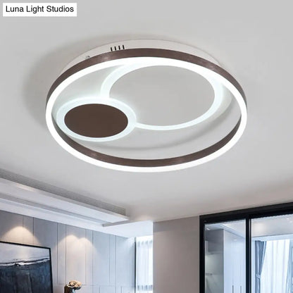 DecorBites™ Lámpara de techo empotrada metálica Orbit de 16"/19.5" de diámetro con atenuación continua - Lámpara LED empotrada color café moderno, luz cálida/blanca, control remoto