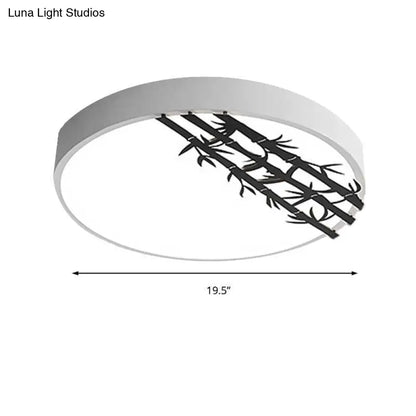 DecorBites™ DecorBites™ 16"/19.5" LED Flush Mount Ceiling Light Fixture, Modern Iron Round Design with Bamboo Pattern for Bedroom - White Light