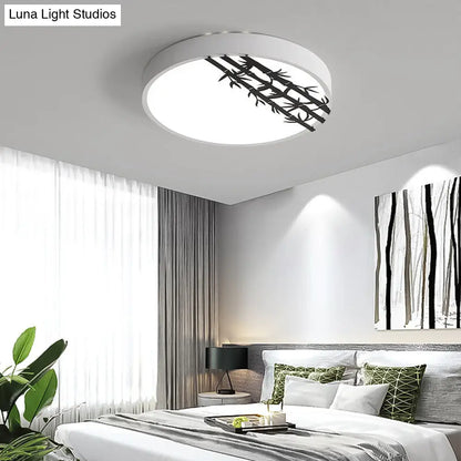 DecorBites™ DecorBites™ 16"/19.5" LED Flush Mount Ceiling Light Fixture, Modern Iron Round Design with Bamboo Pattern for Bedroom - White Light