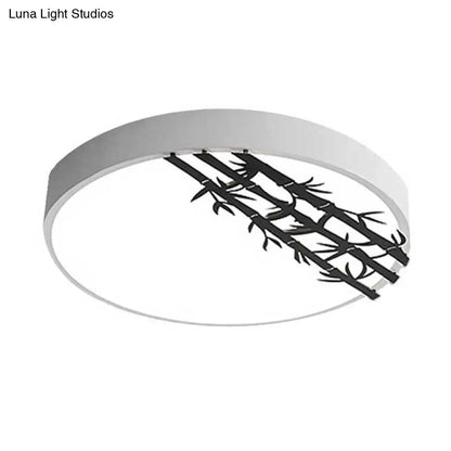 DecorBites™ DecorBites™ 16"/19.5" LED Flush Mount Ceiling Light Fixture, Modern Iron Round Design with Bamboo Pattern for Bedroom - White Light