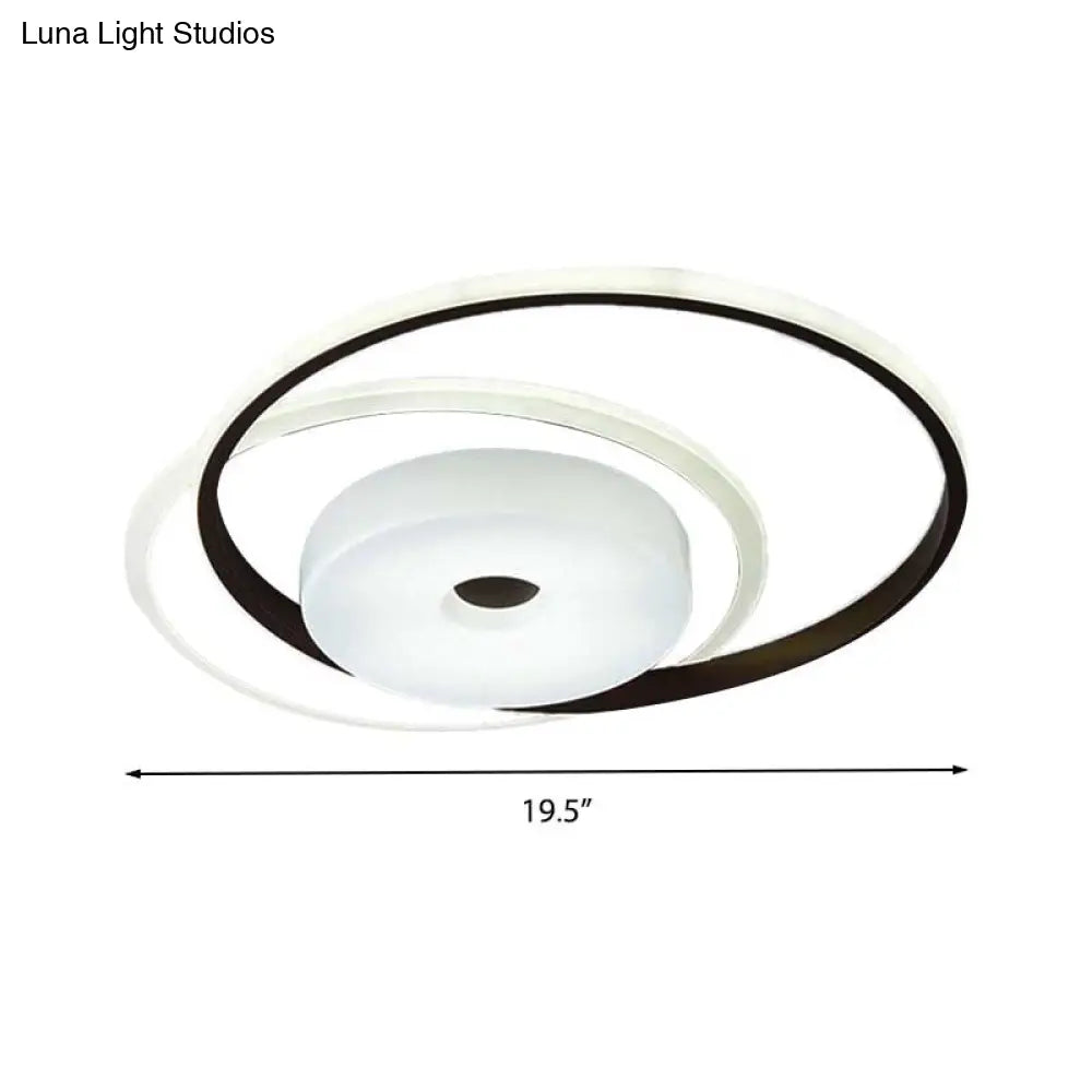 16"/19.5" Modern LED Flush Ceiling Light - White Acrylic Bedroom Fixture