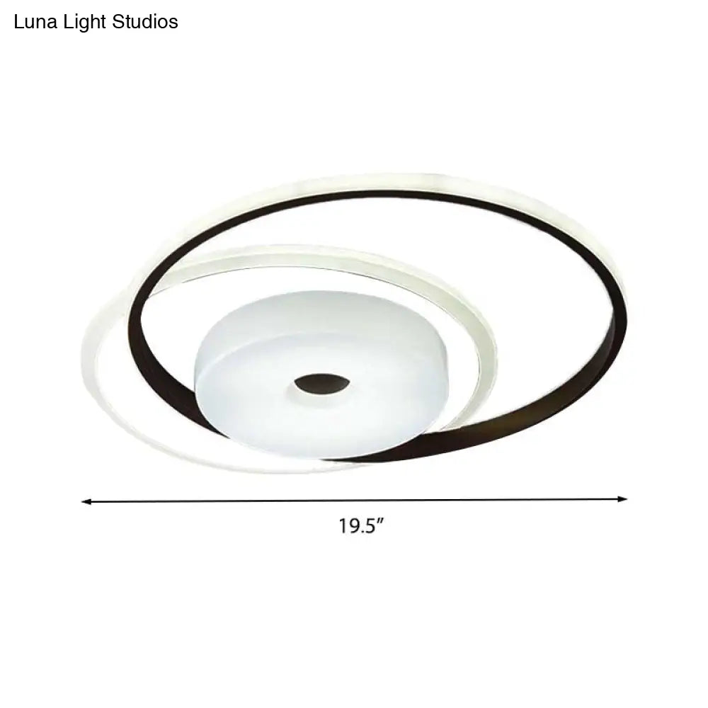 16"/19.5" Modern LED Flush Ceiling Light - White Acrylic Bedroom Fixture