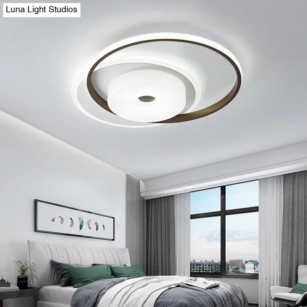 16"/19.5" Modern LED Flush Ceiling Light - White Acrylic Bedroom Fixture