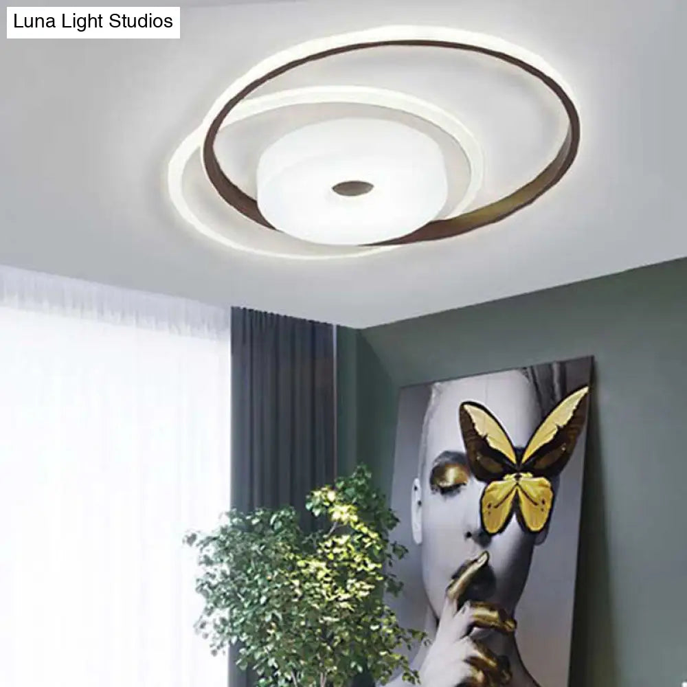 16"/19.5" Modern LED Flush Ceiling Light - White Acrylic Bedroom Fixture