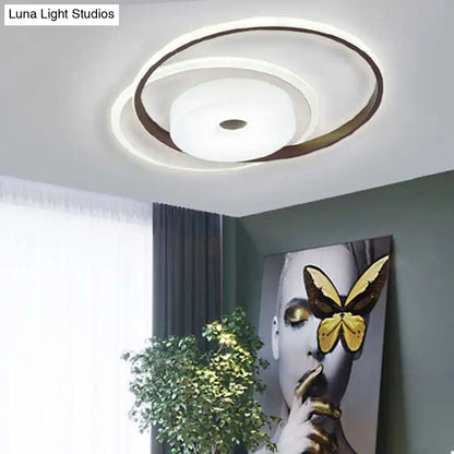 DecorBites™ DecorBites™ 16"/19.5" Modern LED Flush Ceiling Light - White Acrylic Bedroom Fixture