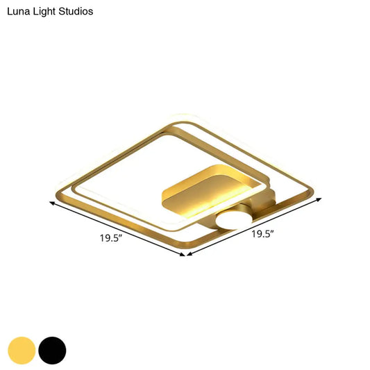 16"/19.5" Modern Metallic Black/Gold LED Flush Mount Ceiling Light Fixture