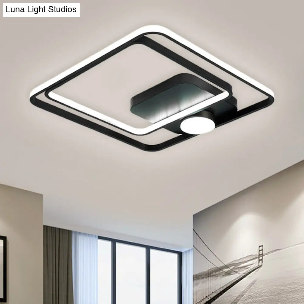 16"/19.5" Modern Metallic Black/Gold LED Flush Mount Ceiling Light Fixture