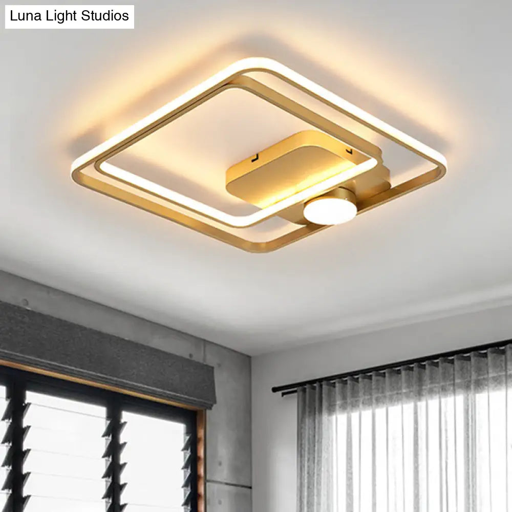 16"/19.5" Modern Metallic Black/Gold LED Flush Mount Ceiling Light Fixture