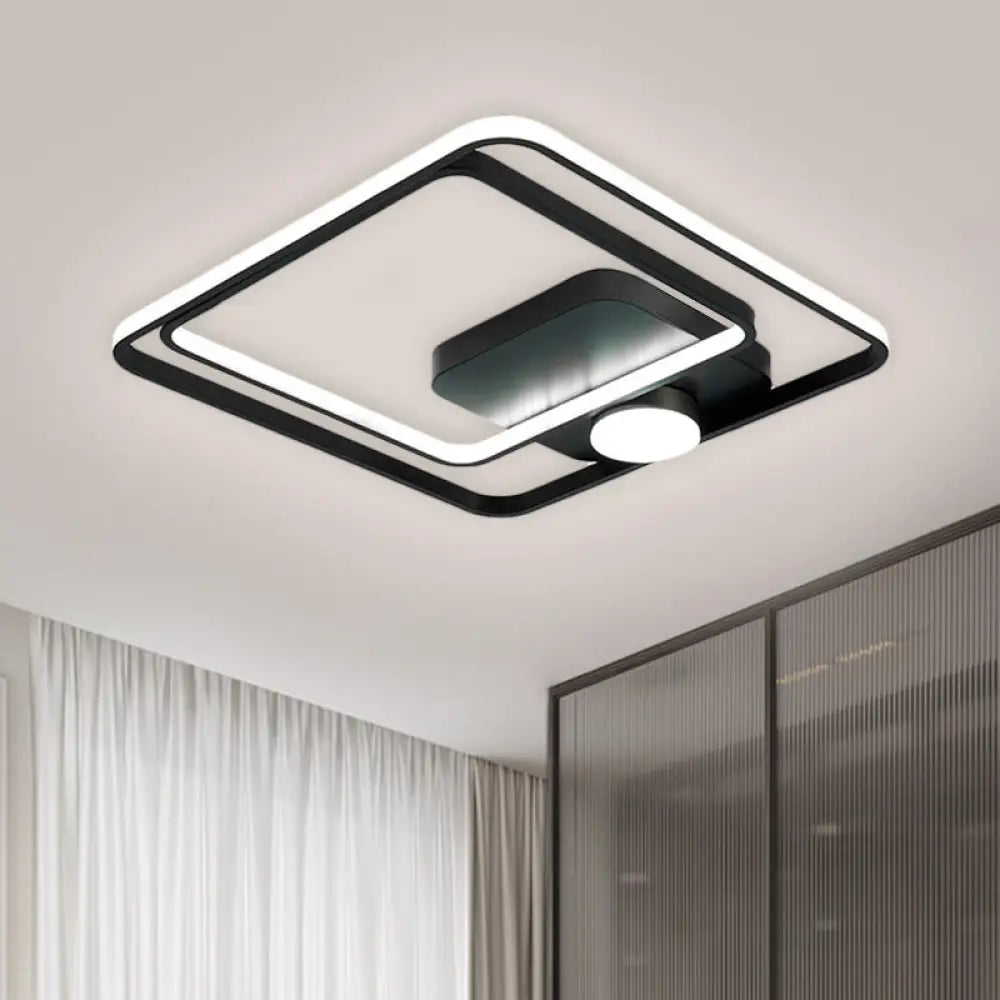 16"/19.5" Modern Metallic Black/Gold LED Flush Mount Ceiling Light Fixture
