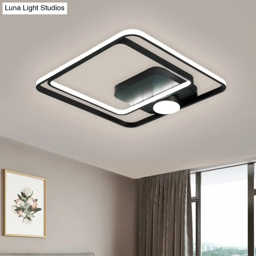 16"/19.5" Modern Metallic Black/Gold LED Flush Mount Ceiling Light Fixture
