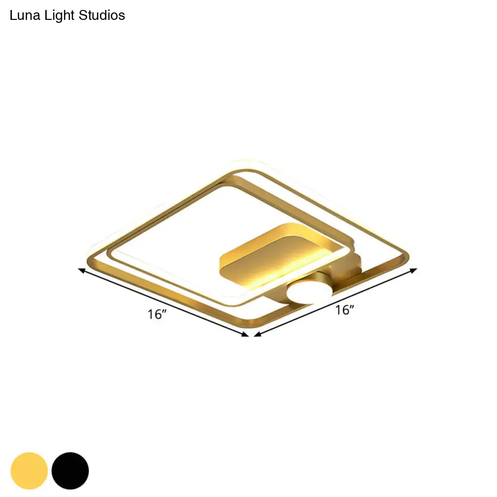 16"/19.5" Modern Metallic Black/Gold LED Flush Mount Ceiling Light Fixture