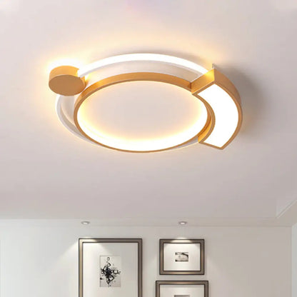 DecorBites™ DecorBites™ 16"/19.5" Modern Orbit Acrylic LED Flush Ceiling Light, Black/Gold Finish, White Light