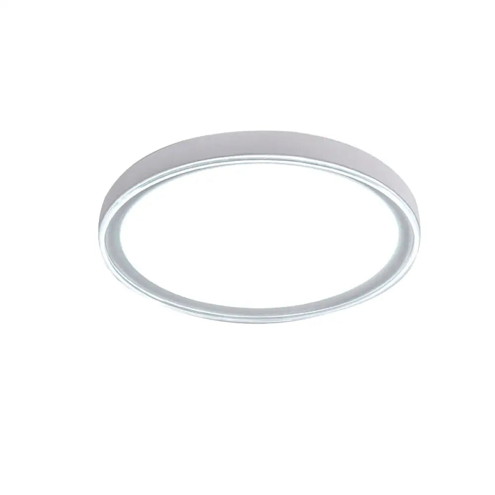 16"/19.5" Nordic Metal Round Flush Light with Acrylic Shade - White/Pink/Yellow LED Ceiling Fixture for Bedroom