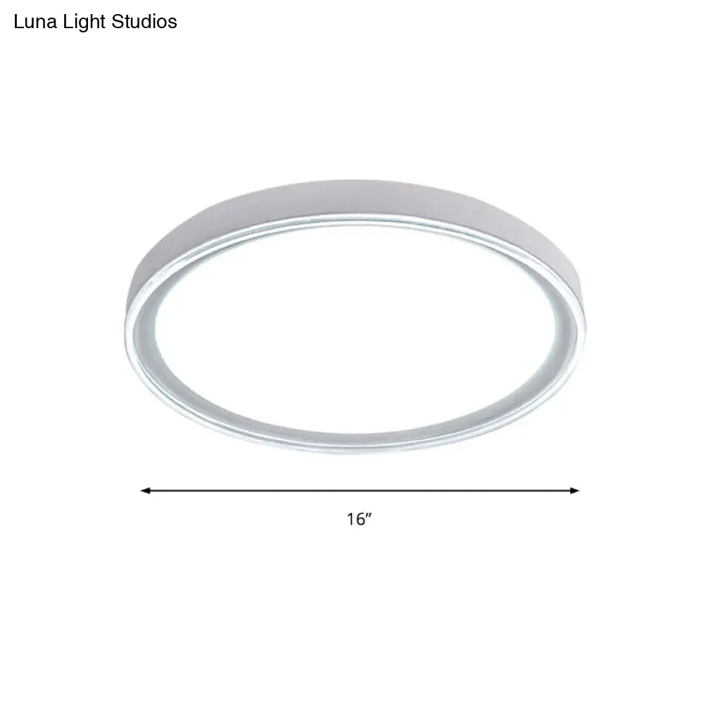 16"/19.5" Nordic Metal Round Flush Light with Acrylic Shade - White/Pink/Yellow LED Ceiling Fixture for Bedroom