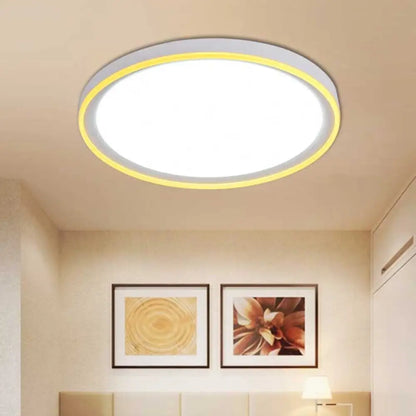 DecorBites™ 16"/19.5" Nordic Metal Round Flush Light with Acrylic Shade - White/Pink/Yellow LED Ceiling Fixture for Bedroom