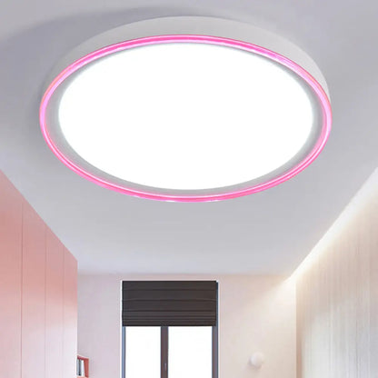 DecorBites™ 16"/19.5" Nordic Metal Round Flush Light with Acrylic Shade - White/Pink/Yellow LED Ceiling Fixture for Bedroom