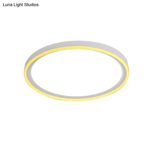 16"/19.5" Nordic Metal Round Flush Light with Acrylic Shade - White/Pink/Yellow LED Ceiling Fixture for Bedroom