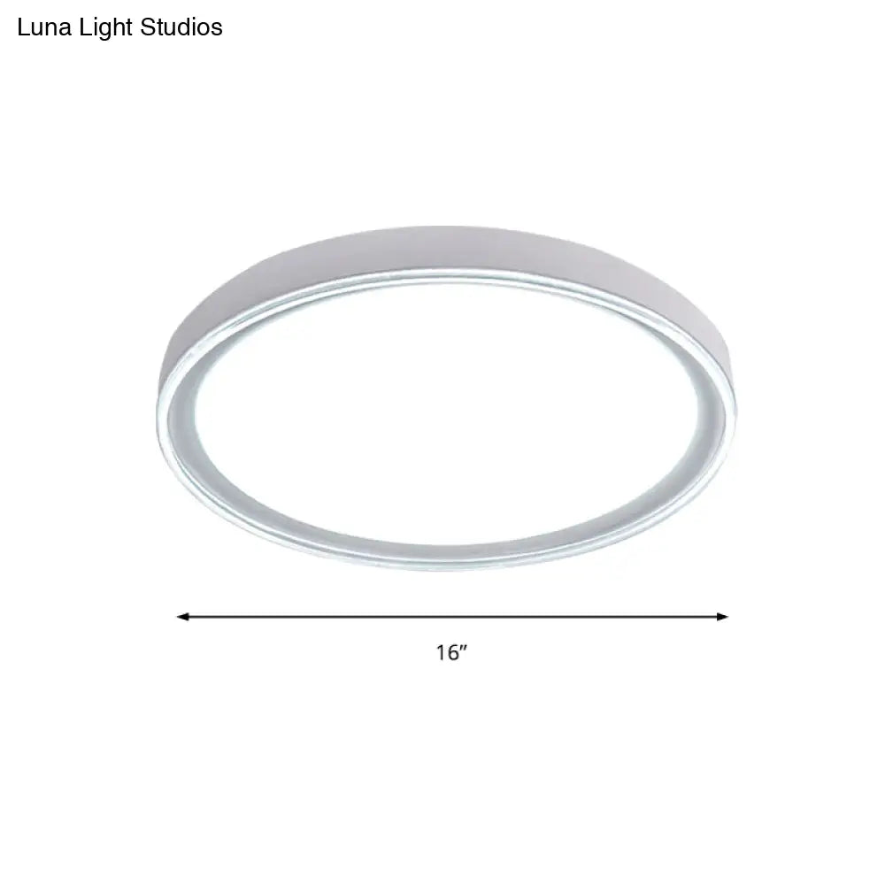 16"/19.5" Nordic Metal Round Flush Light with Acrylic Shade - White/Pink/Yellow LED Ceiling Fixture for Bedroom