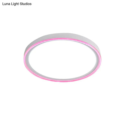 DecorBites™ 16"/19.5" Nordic Metal Round Flush Light with Acrylic Shade - White/Pink/Yellow LED Ceiling Fixture for Bedroom