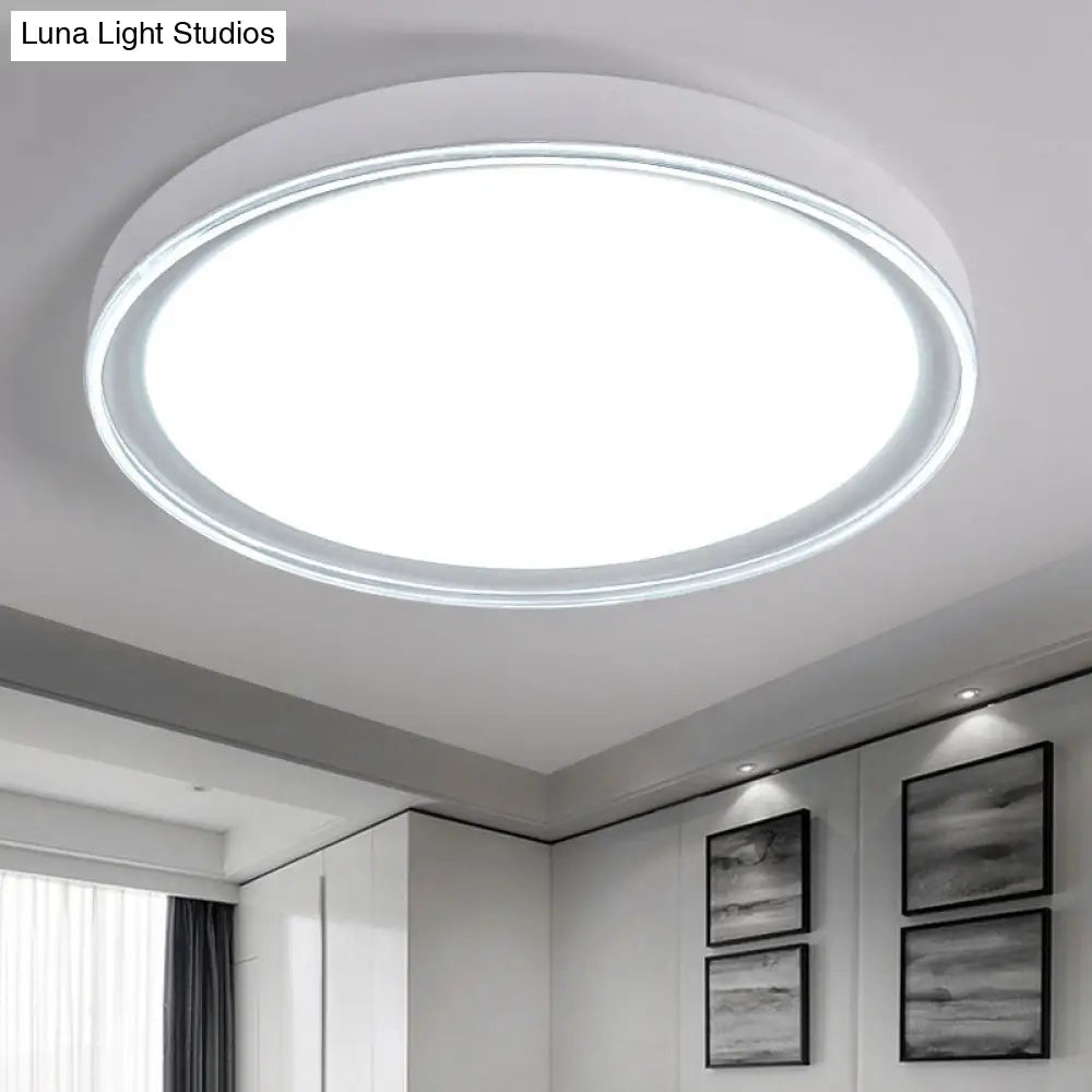 16"/19.5" Nordic Metal Round Flush Light with Acrylic Shade - White/Pink/Yellow LED Ceiling Fixture for Bedroom