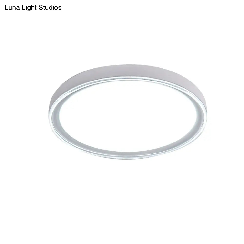 16"/19.5" Nordic Metal Round Flush Light with Acrylic Shade - White/Pink/Yellow LED Ceiling Fixture for Bedroom