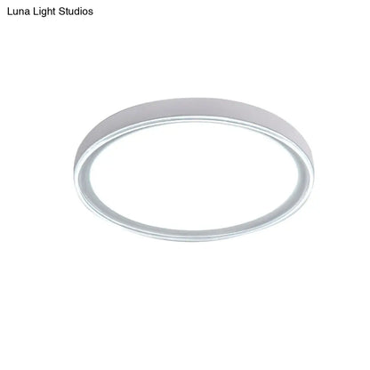 DecorBites™ 16"/19.5" Nordic Metal Round Flush Light with Acrylic Shade - White/Pink/Yellow LED Ceiling Fixture for Bedroom