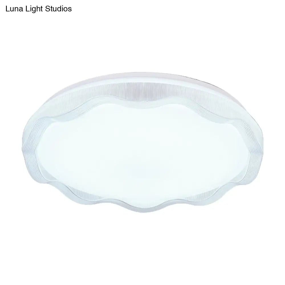 16"/19.5" Simple Style Scalloped Ceiling Lamp with Acrylic Diffuser - White/Blue/Gold Flush Light Fixture for Bedroom