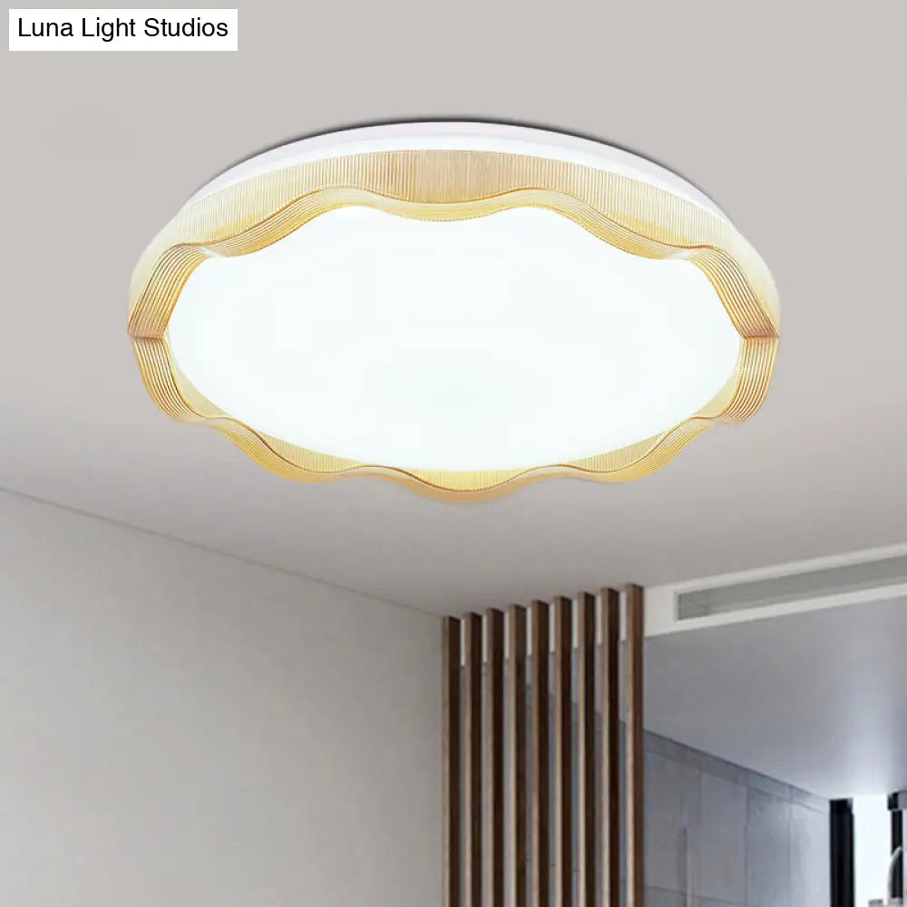 16"/19.5" Simple Style Scalloped Ceiling Lamp with Acrylic Diffuser - White/Blue/Gold Flush Light Fixture for Bedroom