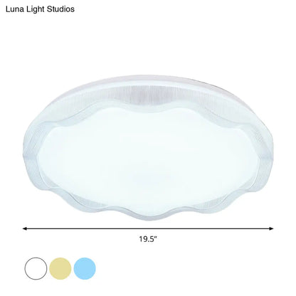 مصباح سقف بسيط بتصميم صدفي من DecorBites™ مقاس 16 بوصة/19.5 بوصة مع موزع أكريليك - وحدة إضاءة مدمجة باللون الأبيض/الأزرق/الذهبي لغرفة النوم