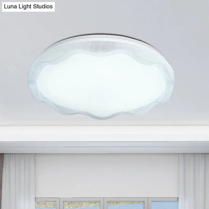 مصباح سقف بسيط بتصميم صدفي من DecorBites™ مقاس 16 بوصة/19.5 بوصة مع موزع أكريليك - وحدة إضاءة مدمجة باللون الأبيض/الأزرق/الذهبي لغرفة النوم