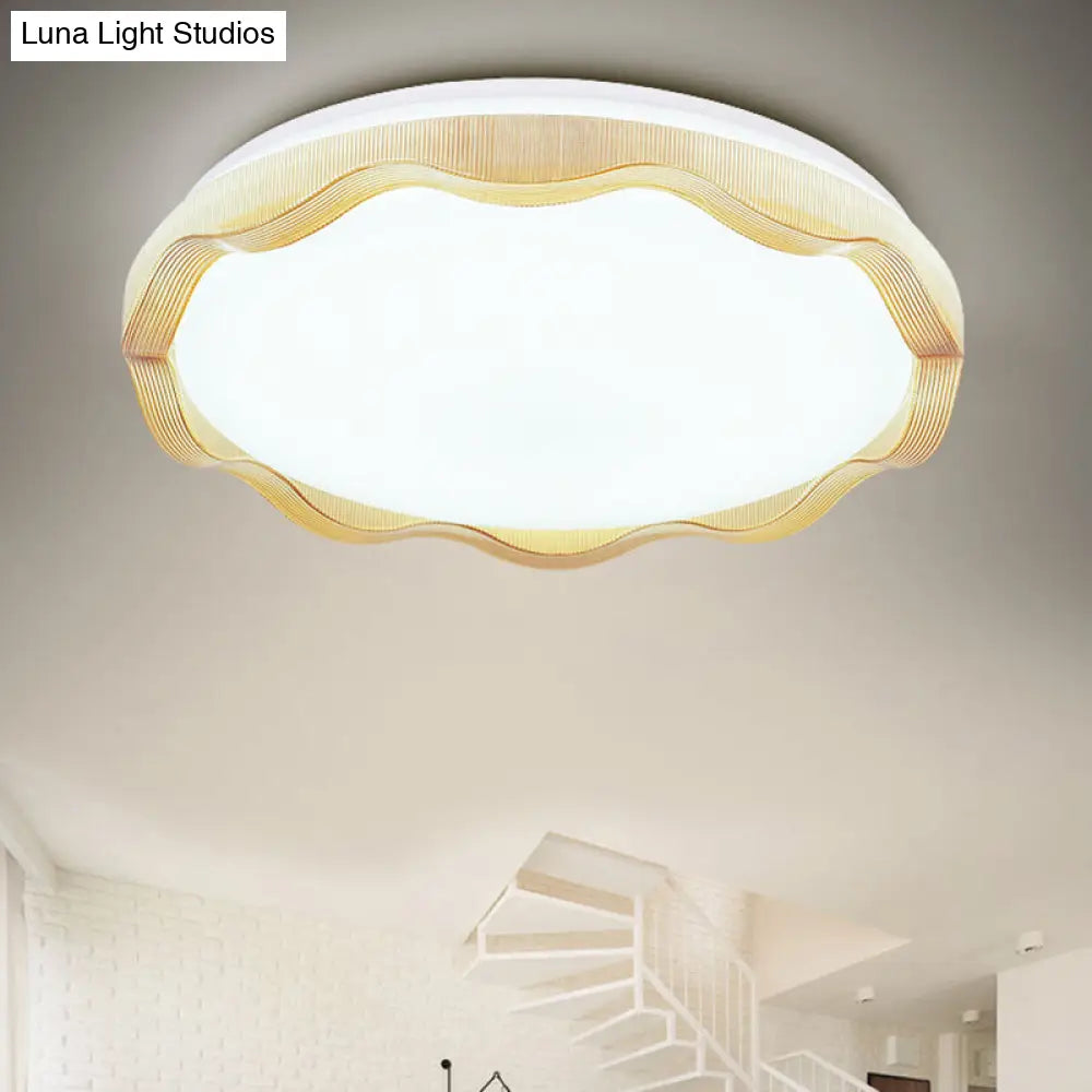 16"/19.5" Simple Style Scalloped Ceiling Lamp with Acrylic Diffuser - White/Blue/Gold Flush Light Fixture for Bedroom