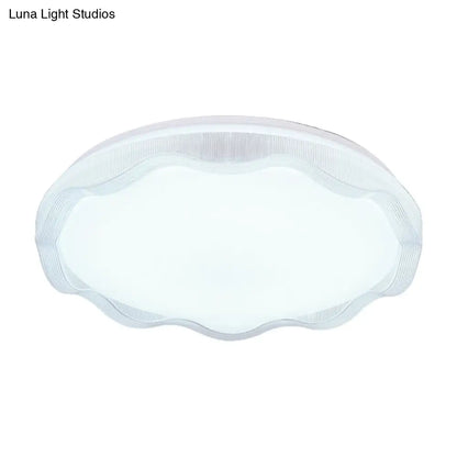 مصباح سقف بسيط بتصميم صدفي من DecorBites™ مقاس 16 بوصة/19.5 بوصة مع موزع أكريليك - وحدة إضاءة مدمجة باللون الأبيض/الأزرق/الذهبي لغرفة النوم