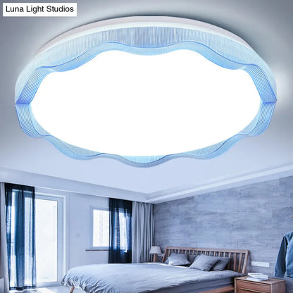 مصباح سقف بسيط بتصميم صدفي من DecorBites™ مقاس 16 بوصة/19.5 بوصة مع موزع أكريليك - وحدة إضاءة مدمجة باللون الأبيض/الأزرق/الذهبي لغرفة النوم