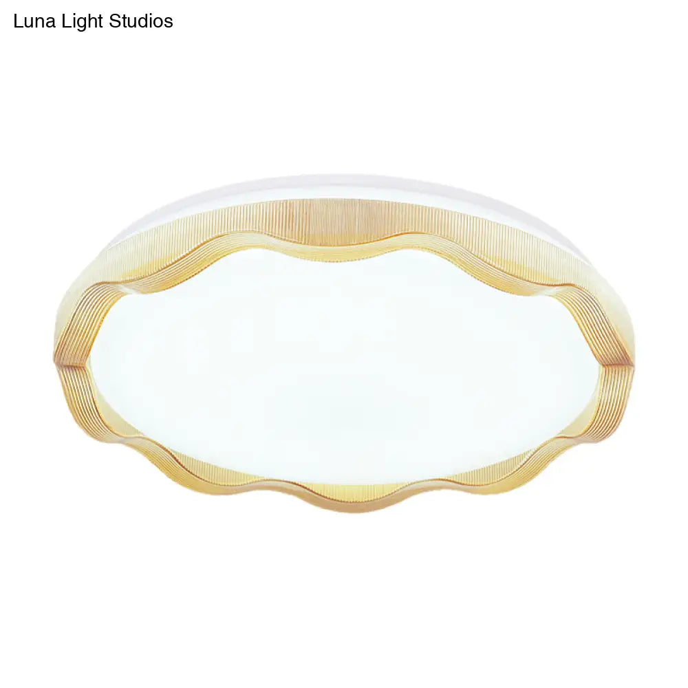 16"/19.5" Simple Style Scalloped Ceiling Lamp with Acrylic Diffuser - White/Blue/Gold Flush Light Fixture for Bedroom