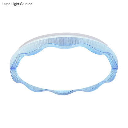 مصباح سقف بسيط بتصميم صدفي من DecorBites™ مقاس 16 بوصة/19.5 بوصة مع موزع أكريليك - وحدة إضاءة مدمجة باللون الأبيض/الأزرق/الذهبي لغرفة النوم