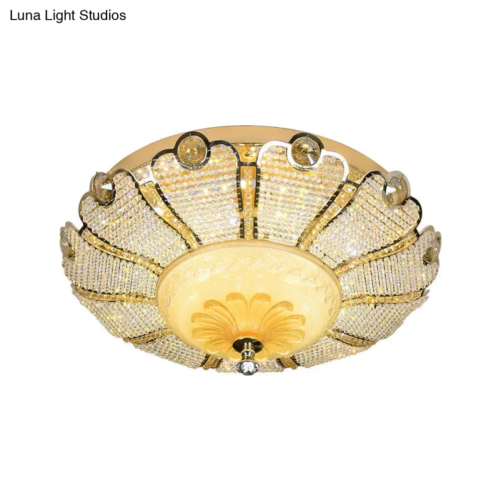 16"/19.5" W LED Modern Scalloped Crystal Flush Mount Spotlight in Gold